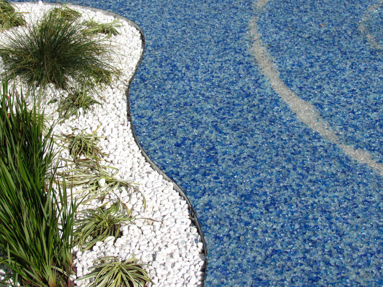 Landscape featuring two types of decorative rocks